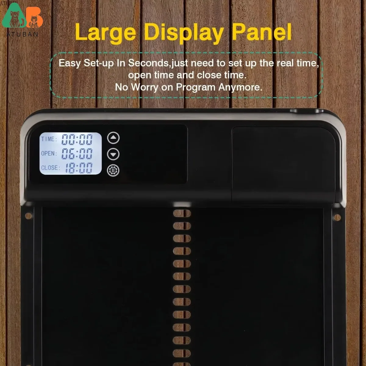 ATUBAN-abridor automático de puerta de gallinero, con pantalla LCD grande, antipellizcos, con temporizador - imagen 2