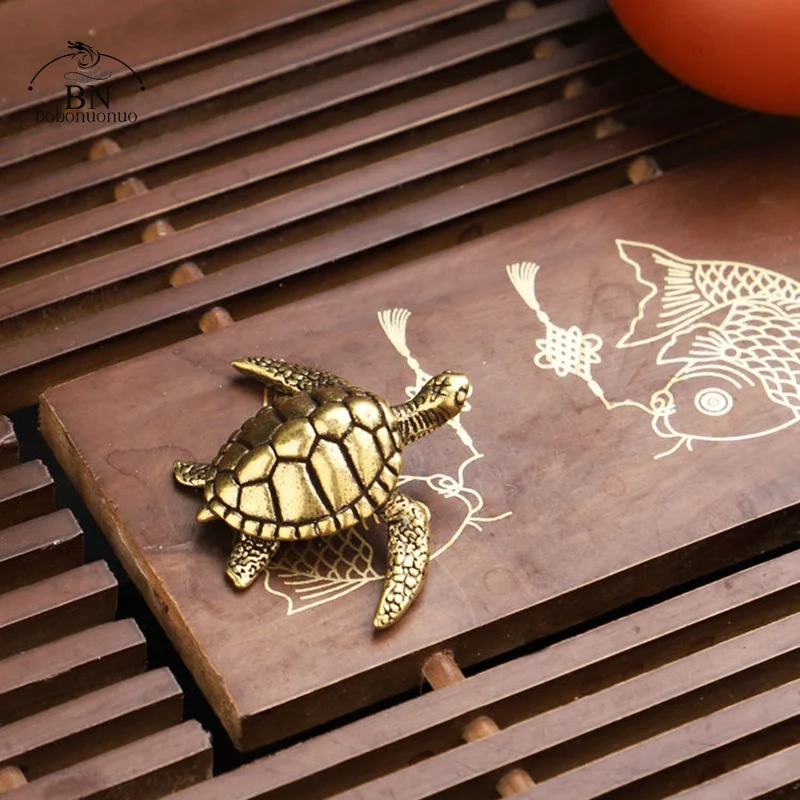 Figura tortuga latón artesanal miniatura para decorar hogar y oficina - imagen 4