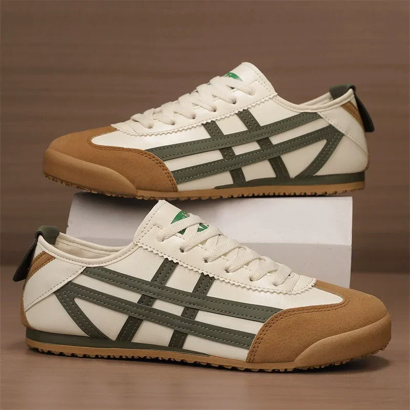 Zapatos de lona clásicos para hombre, diseño de rayas, con cordones, suela suave, zapatillas informales ligeras, zapatos antideslizantes para caminar al aire libre - imagen 2