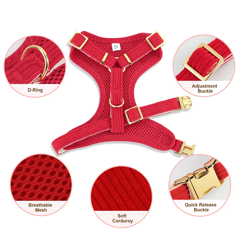 Juego de 3 uds de arnés y correa para perro, arneses transpirables para perros, Collar de terciopelo suave para cachorros con lazo, cuerda para caminar para mascotas, perros y Pug - imagen 3