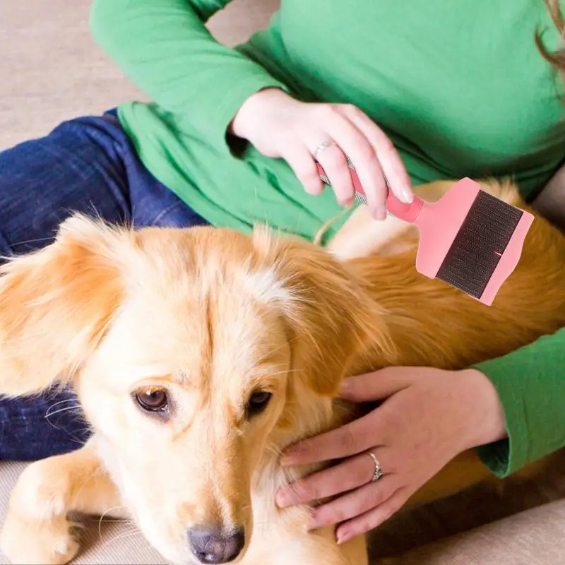 Cepillo de dos caras para perro, peine de limpieza de pelo con aguja de masaje, herramienta para mascotas que elimina suavemente el pelo suelto para desenredar - imagen 5