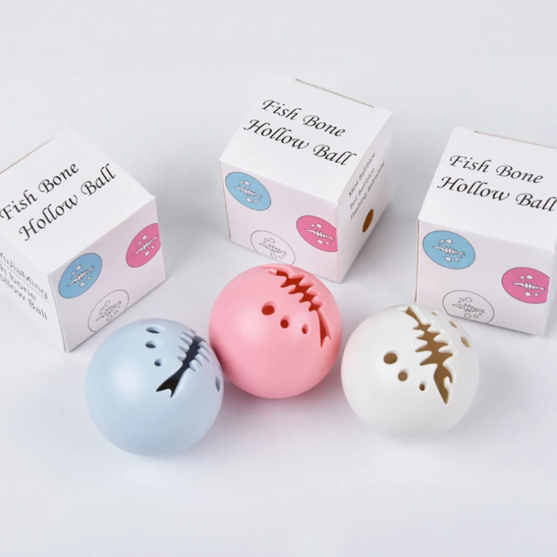 Nuevo juguete de campana de bola para gatos, sonido resistente al desgaste, alivio de mordedura de juguetes altos, Bola de hueso de pescado brillante, juguetes para mascotas - imagen 2
