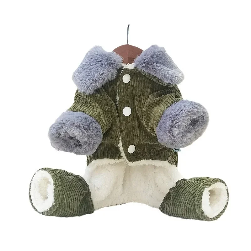 Parkas para perros de cuatro patas de pana con bolsillo para otoño e invierno, mono para mascotas, pantalones de cuatro patas, pijamas, ropa para cachorros - imagen 5