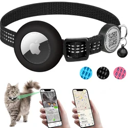 Collar GPS AirTag para gato con placa QR reflectante