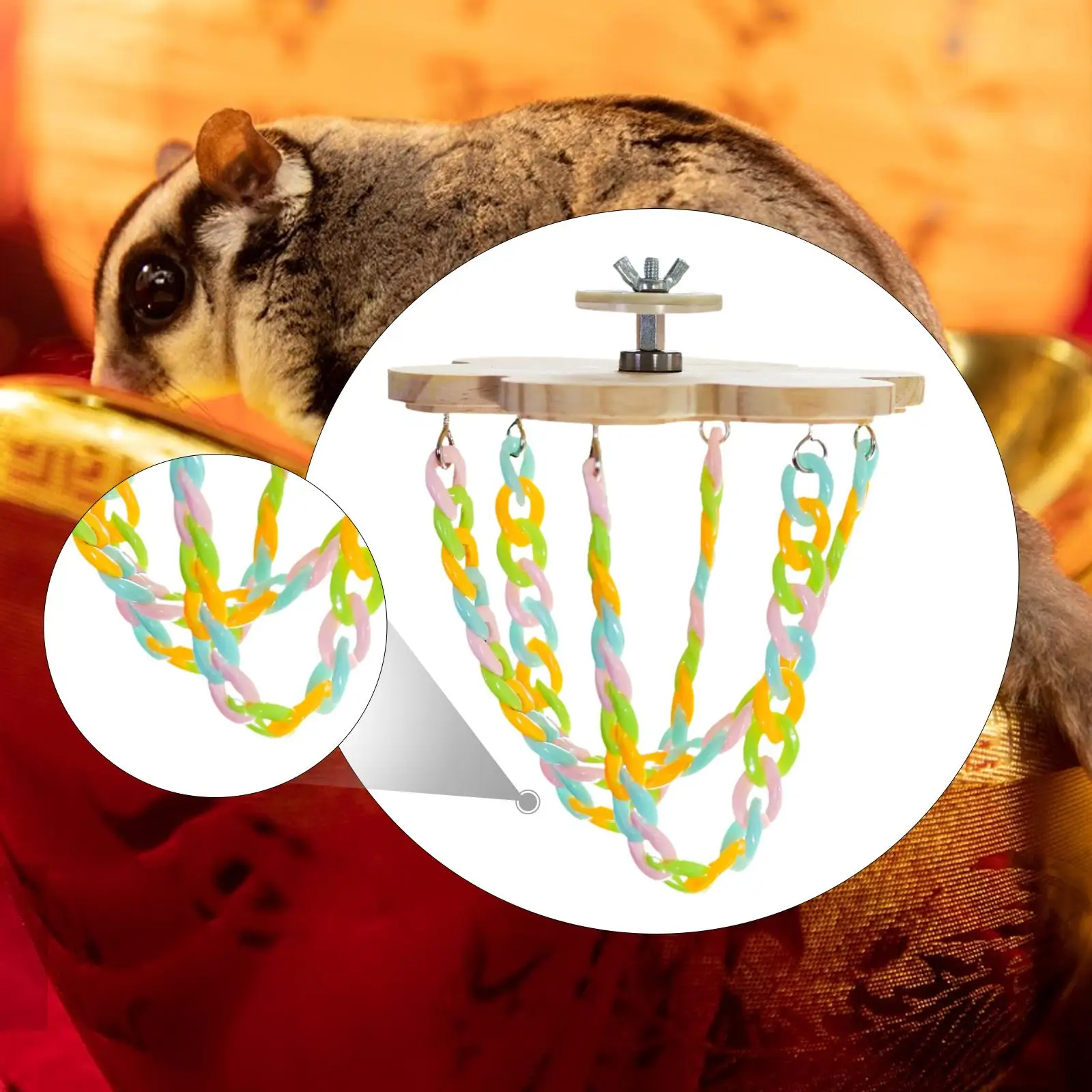 Sugar Glider Climbing Toy, Sturdy Colorful Chains Hanging Toy for Small Animals, Birds Sugar Glider Climbing Toy, Sturdy Colorful Chains Hanging Toy for Small Animals, Birds