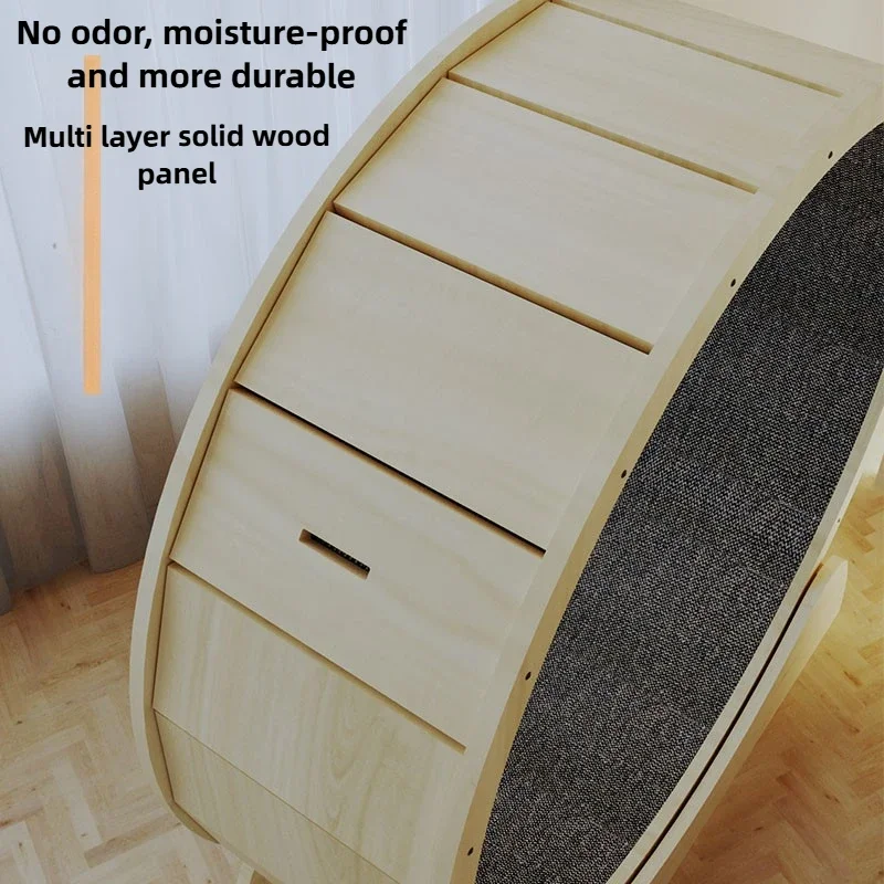 Cinta de correr grande para gatos, rueda para correr, juguete grande, cinta de correr para gatos, rodillo para mascotas, Fitness, juguetes silenciosos de madera maciza, suministros para ejercicios para gatos - imagen 3