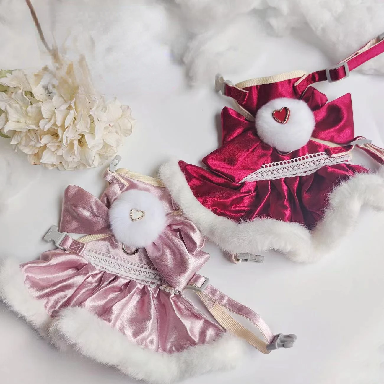 Correa de rebabas para mascotas, vestido de princesa de hadas Universal para gatos y perros, arnés de pecho para caminar, correa trasera, otoño, invierno, navidad