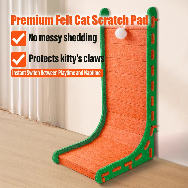 Tablero para rascar gatos pegajoso de lana en forma de L y cama para gatos: fieltro 2 en 1 que ahorra espacio, duradero y sin pelusa. Muebles para gatos antiarañazos - imagen 3