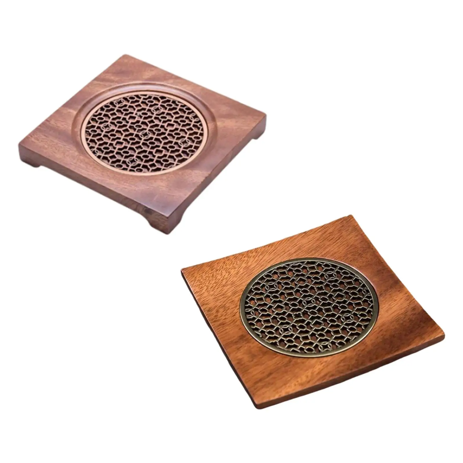 Walnut Wood Teapot Mat Hollow Designed Portable Sturdy Decorative Tea Serving Tray for Household Table Tea Ceremony Teapot Cup Walnut Wood Teapot Mat Hollow Designed Portable Sturdy Decorative Tea Serving Tray for Household Table Tea Ceremony Teapot Cup