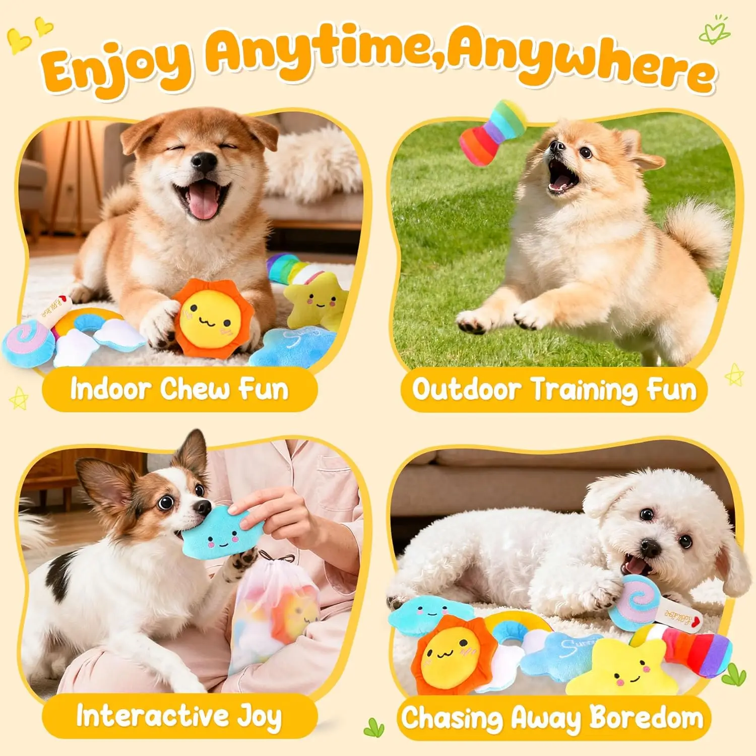 Juguetes para perros de peluche con chirriador - Pack 9 piezas - imagen 4