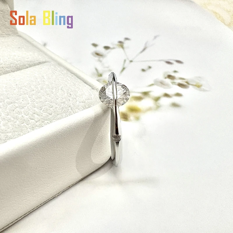 Anillos de plata de ley 925 Sola-Bling, bolígrafo probador de diamantes de 100%, anillo de moissanita para mujer, bandas de eternidad de boda brillantes - imagen 5