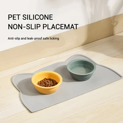 Mantel Individual de silicona con forma de cabeza de gato para mascotas, tapete antideslizante impermeable de calidad alimentaria con borde elevado para cuencos para perros y gatos, duradero a prueba de derrames