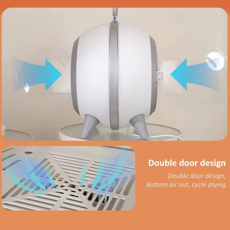 Boîte de séchage automatique pour animaux de compagnie, 62l, pour chats et chiens, 50db, faible bruit, vent à 360 degrés avec UV, sèche-cheveux à haute température avec désinfection - imagen 2