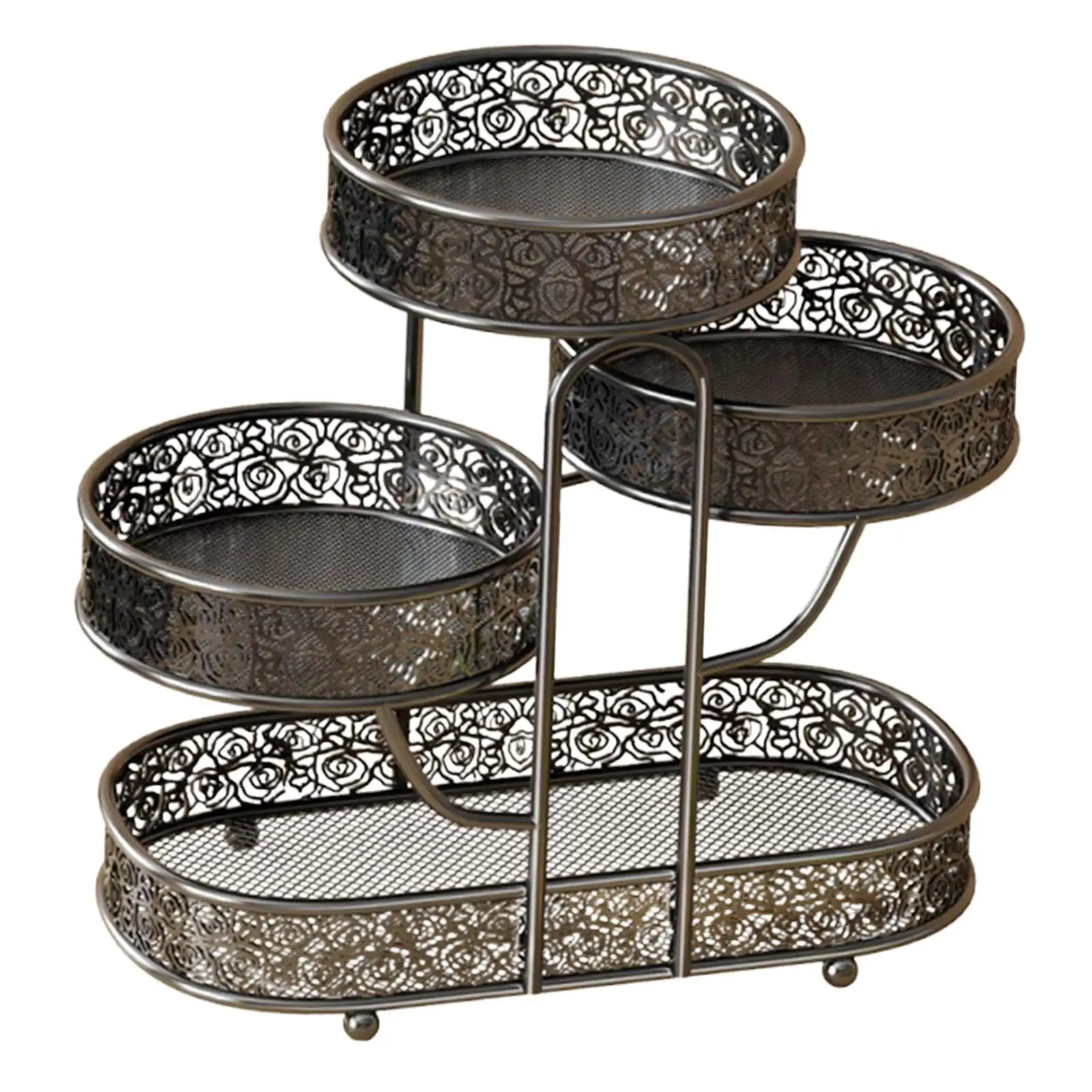 4 Tier Metal Fruit Basket Snack Organizer Multipurpose Large Capacity for Kitchen Counter 40x20x40cm Vegetables Storage Rack