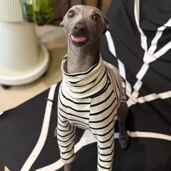 Camiseta rayas blancas para perros Bedlington – manga larga