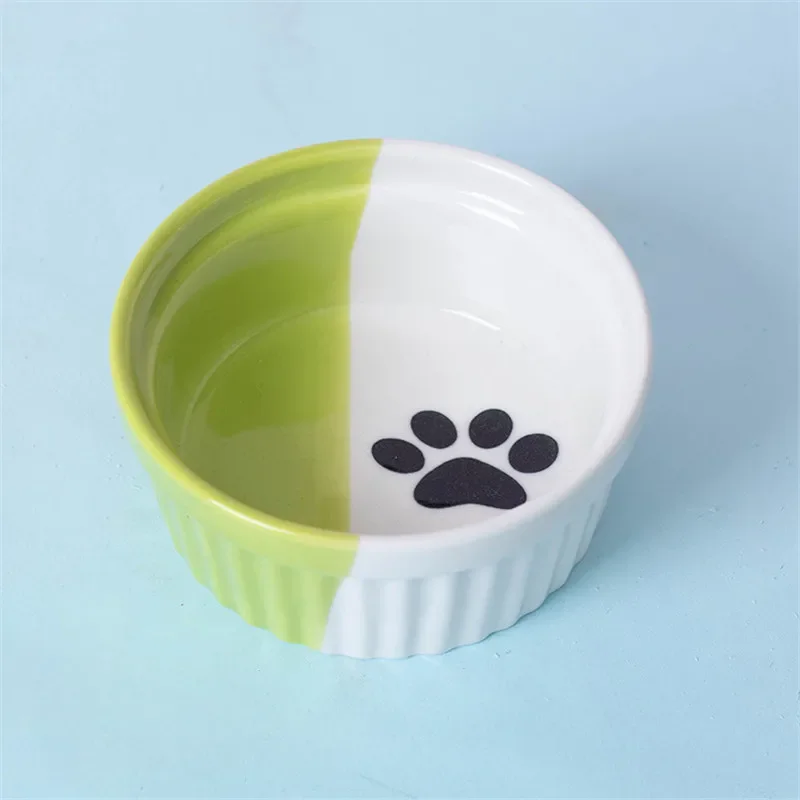 Gran oferta, cuenco de cerámica para perro con boca oblicua de pie alto, diseño de dibujos animados a la moda, alimentador para mascotas, cuenco para gato de dos tonos de Color, suministros para mascotas - imagen 5