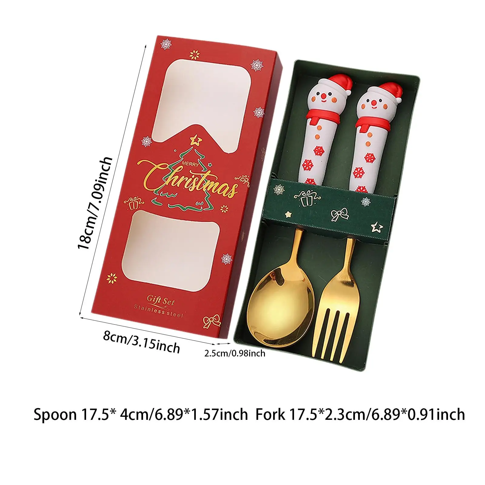 Christmas Spoons Forks Set Reusable Tea Spoons Stainless Steel Dessert Spoons Forks for Christmas Party Xmas Daily Use Dessert