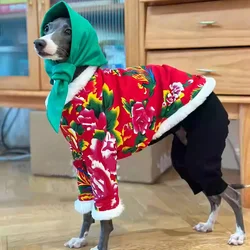 Abrigo acolchado floral para galgo italiano y perros medianos