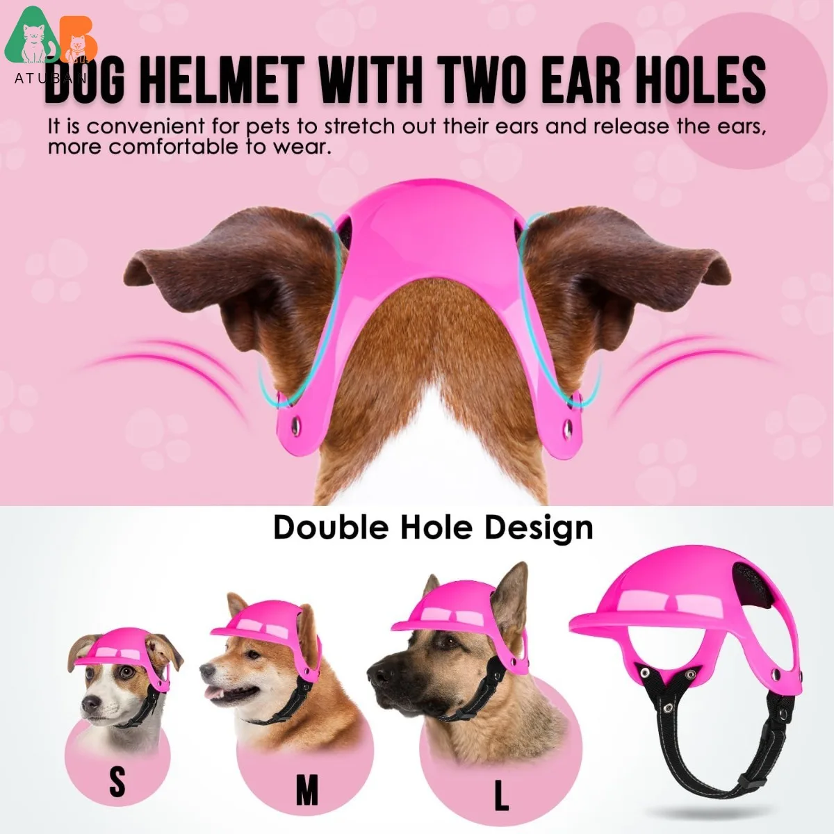ATUBAN Cool Pet Casco de motocicleta: gafas ligeras y diseño de orificios para las orejas, protección elegante para perros pequeños, montar y conducir - imagen 3