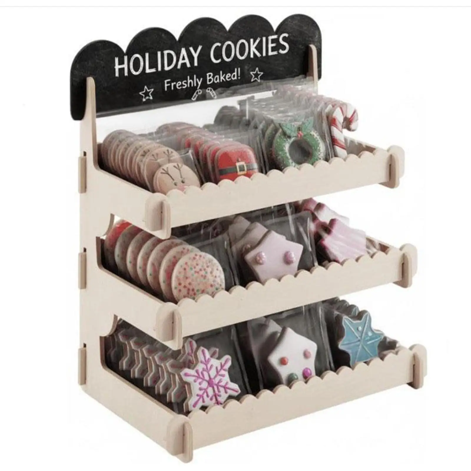 Wooden Display Rack Storage Rack 3-tier Large Capacity Multifunctional Gifts Cupcake Stand for Candy Farmers Market Snack