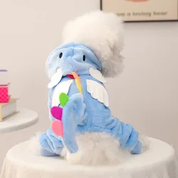 Ropa de Cosplay de dinosaurio y Ángel para Chihuahua, franela suave, sudadera para Halloween, Navidad, cachorro pequeño, monos cálidos de invierno para gatito