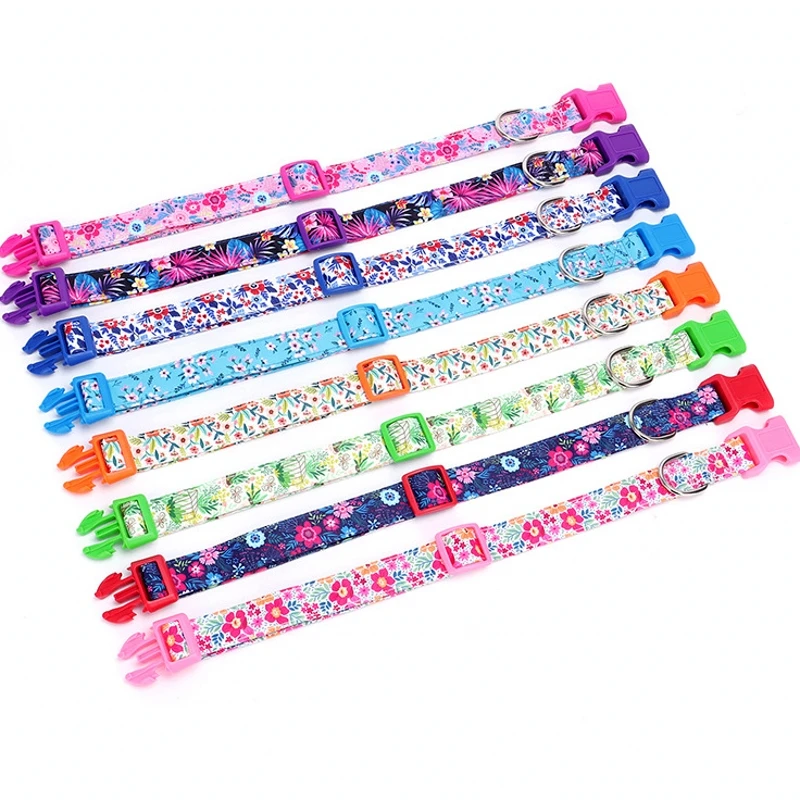 Collar de nailon para perro, Collar ajustable con estampado Floral para cachorro, productos para mascotas para perros pequeños, medianos y grandes, artículo para Chihuahua Bulldog Francés - imagen 4