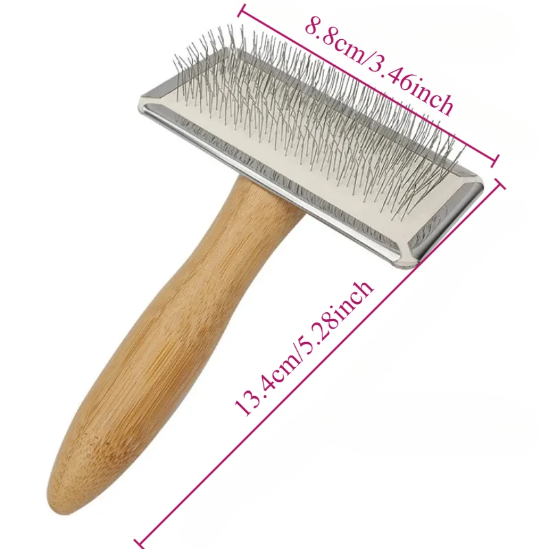 Peine para perros, cepillo para perros de madera maciza, removedor de pelo para mascotas, cepillo de masaje para gatos, peines de acero inoxidable para el cuidado de mascotas, apertura de nudos de pelo para gatos - imagen 2