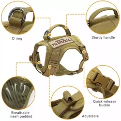 Arnés táctico para gatos y perros - conjunto de correa ajustable