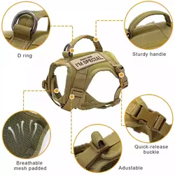 Arnés táctico para gatos y perros - conjunto de correa ajustable