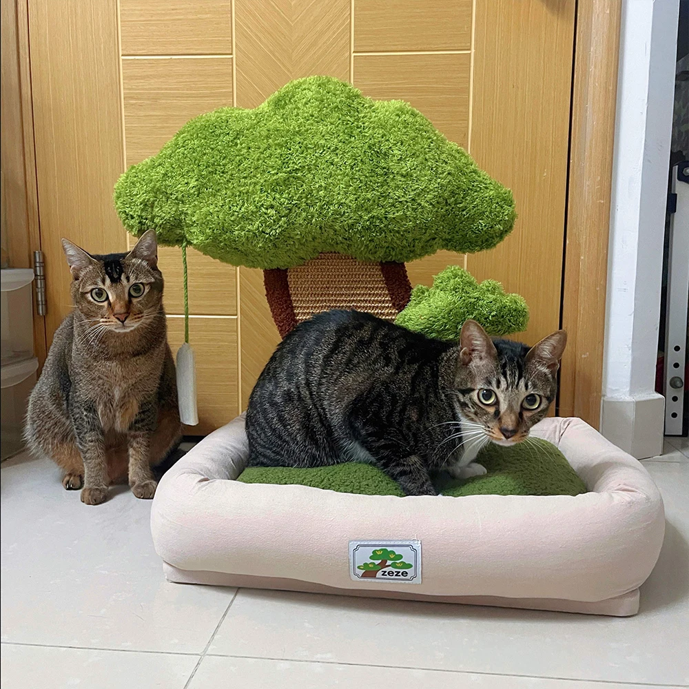 Cama para gatos con rascador para gatos, diseño de arena para gatos de estilo único, cama grande para gatos con poste rascador, cama de diseño minimalista - imagen 5