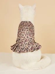 Vestido verano estampado leopardo transpirable para gatos y perros