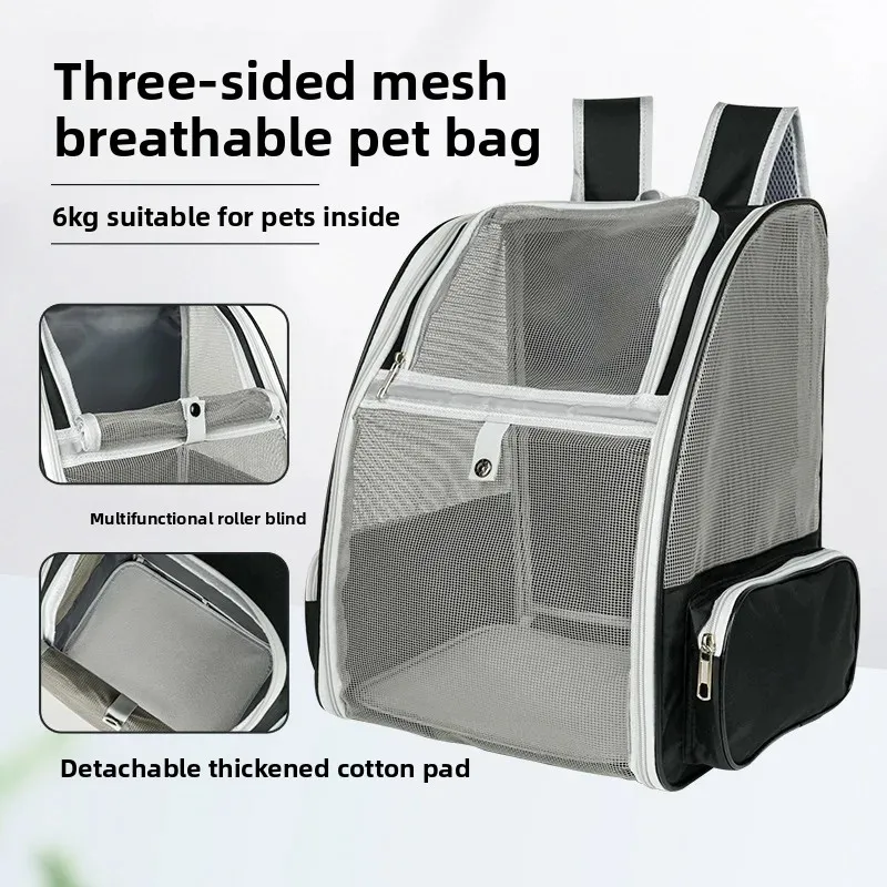 Mochila para gatos de gran capacidad, portátil, transparente, Universal, para las cuatro estaciones, para mascotas, malla transpirable, doble hombro, para exteriores