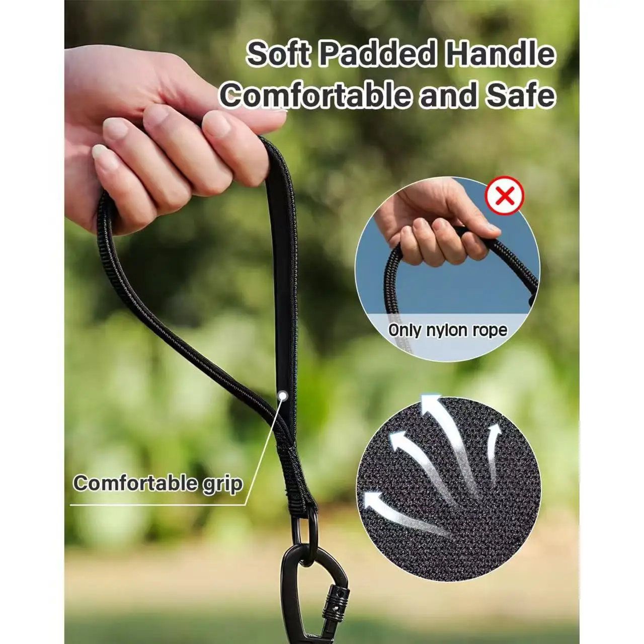 Correa de 30 pies de largo para perro con mango acolchado extraíble, correa de entrenamiento reflectante para jugar, acampar, amarre en el patio trasero - imagen 3