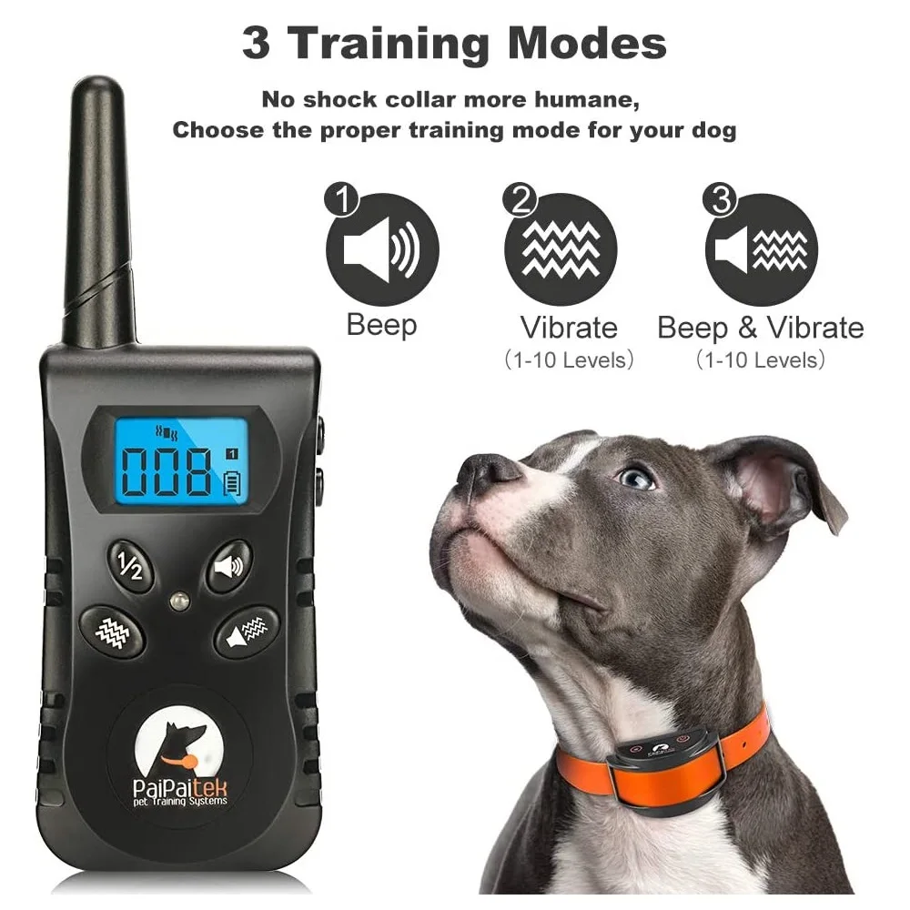 PaiPaitek Collar de adiestramiento para perros sin choque con control remoto, alcance de 1600 pies, collar vibratorio más ligero para perros pequeños, resistente al agua de 5-15 libras - imagen 3