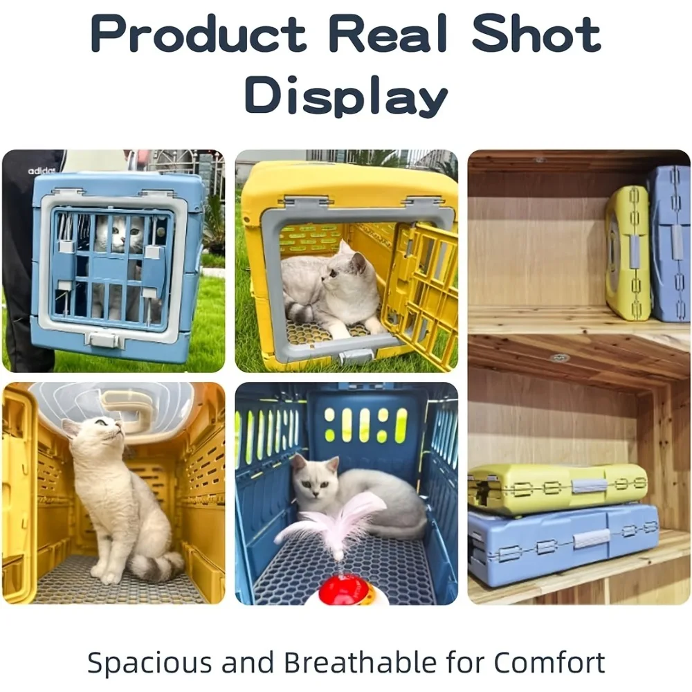 Jaula plegable de lado duro para perros, perrera portátil, portador de viaje para cachorros de mascotas pequeñas y medianas, cerradura de seguridad para interiores/exteriores - imagen 5