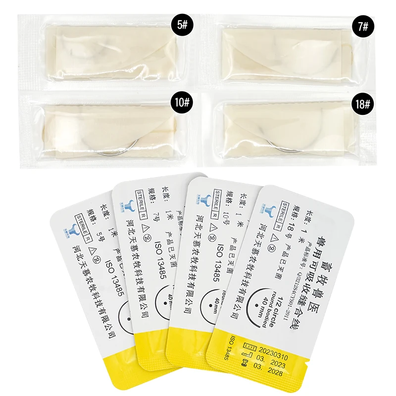 Hilo de sutura absorbente, herramientas veterinarias, proteína, aguja de acero inoxidable, reparación de catgut de colágeno, hilo de sutura, herramientas veterinarias