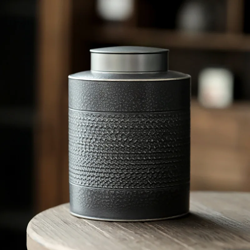 Urna de cerámica negra para mascotas, patrón creativo, urnas únicas para mascotas, cremación, supervivencia a su mascota, adecuada para perros, gatos, almacenamiento gris Ta - imagen 4