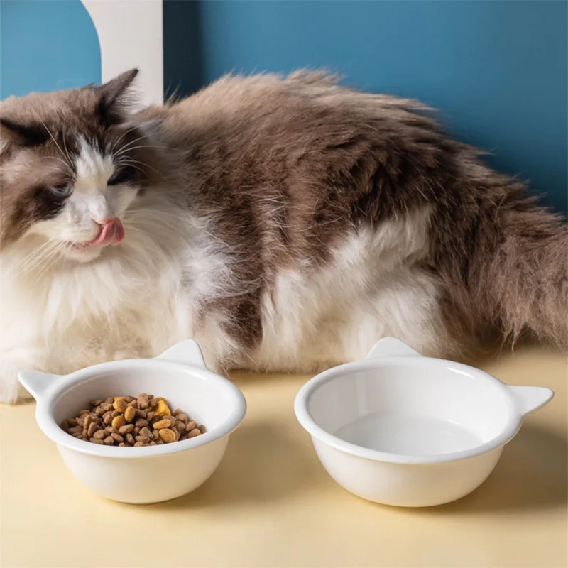 Cuenco individual de cerámica blanca pura para mascotas, cuenco individual para cachorros, gatos, perros, suministros seguros ecológicos para comer y beber, accesorios para perros - imagen 3