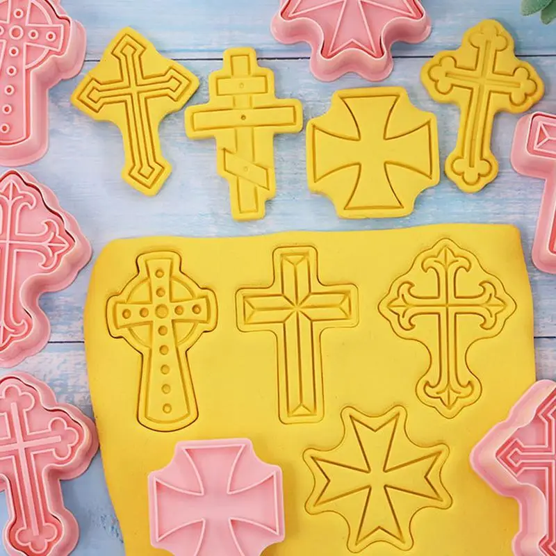 Molde de galleta cruzada de 8 piezas, moldes de Fondant cruzado de Material PP, molde de Cakepop de bautismo para fiesta de bautismo, suministros para Baby Shower - imagen 3