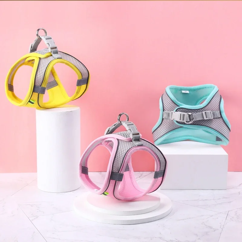 Arnés para gatos, chaleco, conjunto de correa, reflectante, transpirable, ajustable, arnés para mascotas para perros pequeños y medianos, correa para el pecho para caminar al aire libre - imagen 5
