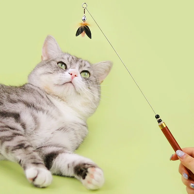 Juguete para gatos, palo de rompecabezas de mariposa para gatos, juguete interactivo de plumas para gatos con campana, alambre de acero, palo para gatitos, juguetes de plumas para gatos - imagen 2