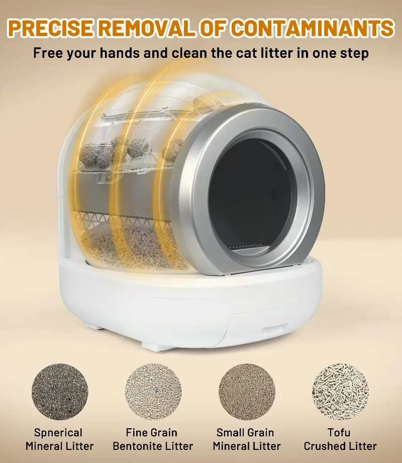 Caja de arena para gatos autolimpiante automática, 65L, Extra grande, totalmente cerrada, inodoro para gatos, Control por aplicación, bandeja de arena para gatos, Arenero Gato para gatos - imagen 5
