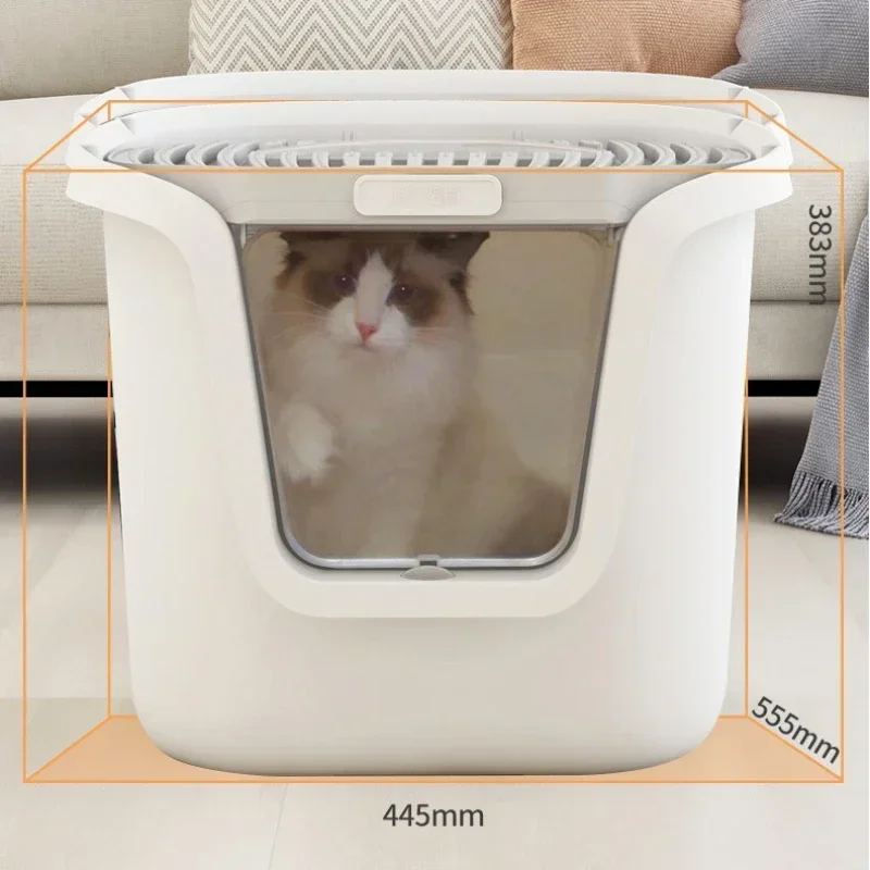 Caja de arena para gatos de alto valor, cubierta de elevación para inodoro para gatos de gran espacio, arenero para gatos limpios, caja de arena para gatos con acceso multidireccional - imagen 4