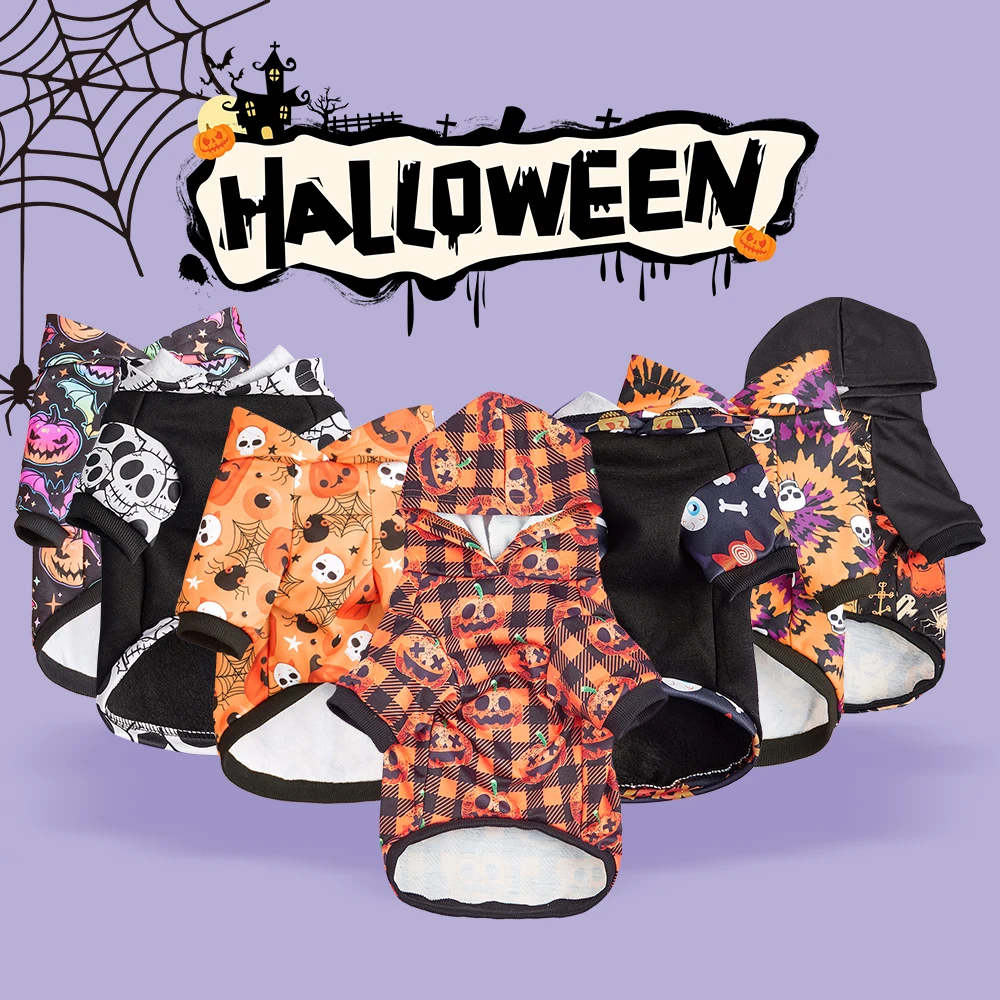 Ropa para mascotas espeluznante: sudadera con capucha para perros con estampado de Halloween y sudadera para gatos - imagen 2