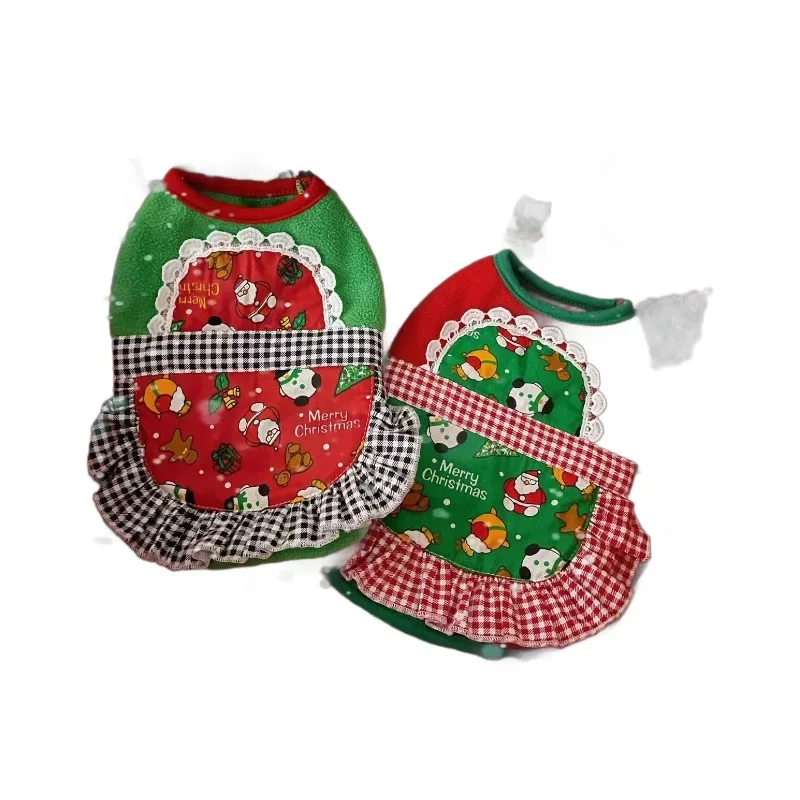 Ropa de sirvienta de felpa para mascotas, abrigo de felpa para perros y gatos, chaleco navideño de Año Nuevo, ropa de oso de peluche para perros pequeños, Otoño e Invierno - imagen 5
