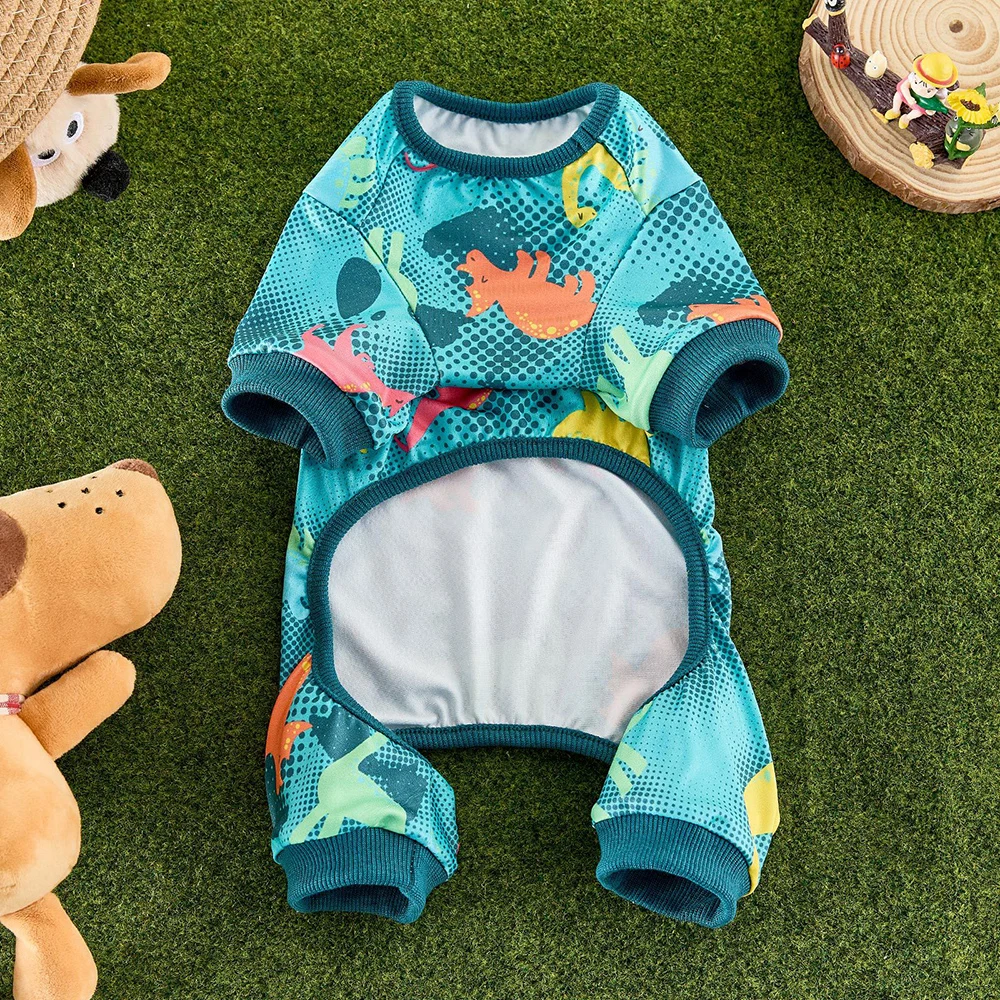 Pijamas para perros lindo pato amarillo dinosaurio planeta sol patrón perro mono otoño cachorro jammies Onesies ropa para perros pequeños medianos - imagen 3