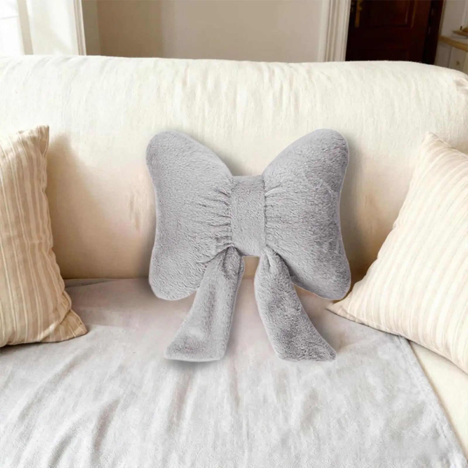 Plush Bow Throw Pillow with Insert Comfy Car Pillow Decorative Cushion for Sofa Couch Bed Office Plush Bow Throw Pillow with Insert Comfy Car Pillow Decorative Cushion for Sofa Couch Bed Office