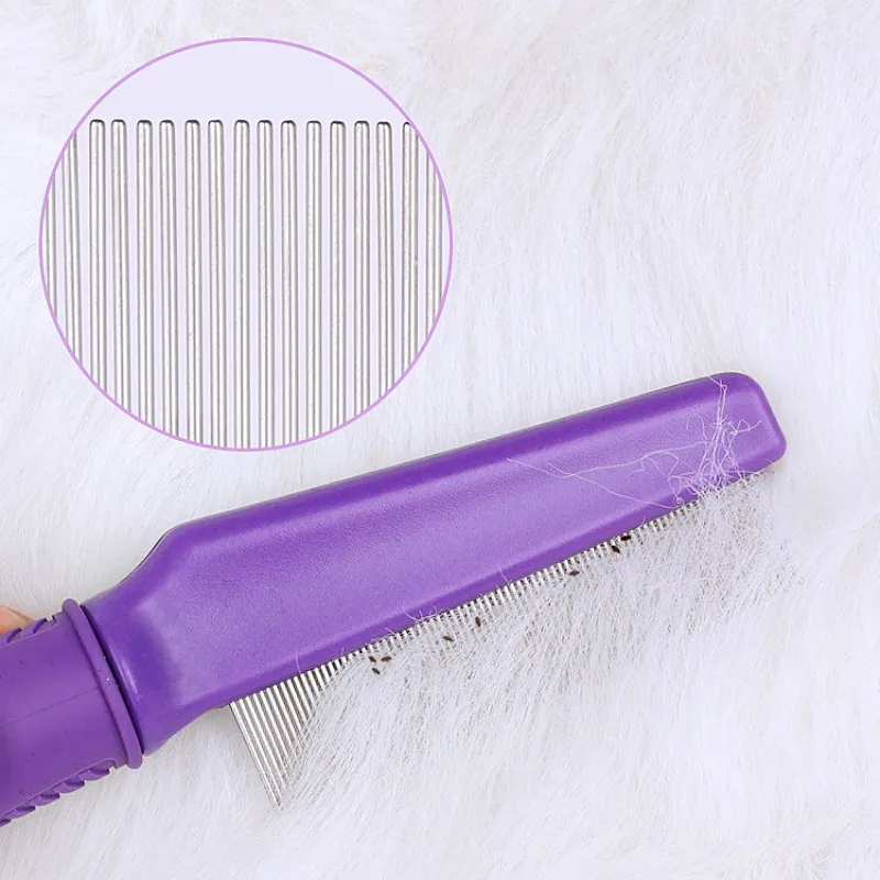 Peine para perros, cepillo de masaje para perros, removedor de pelo para mascotas, peines de dientes densos para gatos, limpieza de nudos, cepillo de aseo para perros, peine, suministros para mascotas - imagen 4