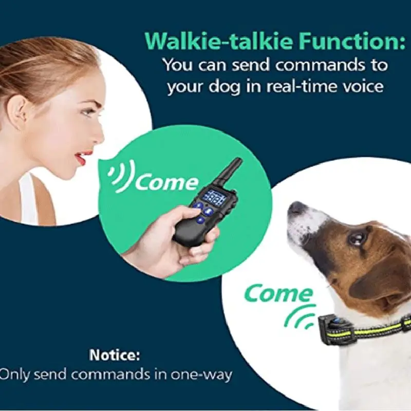 Collar de entrenamiento de walkie-talkie para perros, modelos de vibración de descarga eléctrica, collares de entrenamiento para perros pequeños, medianos y grandes, 2000m - imagen 2