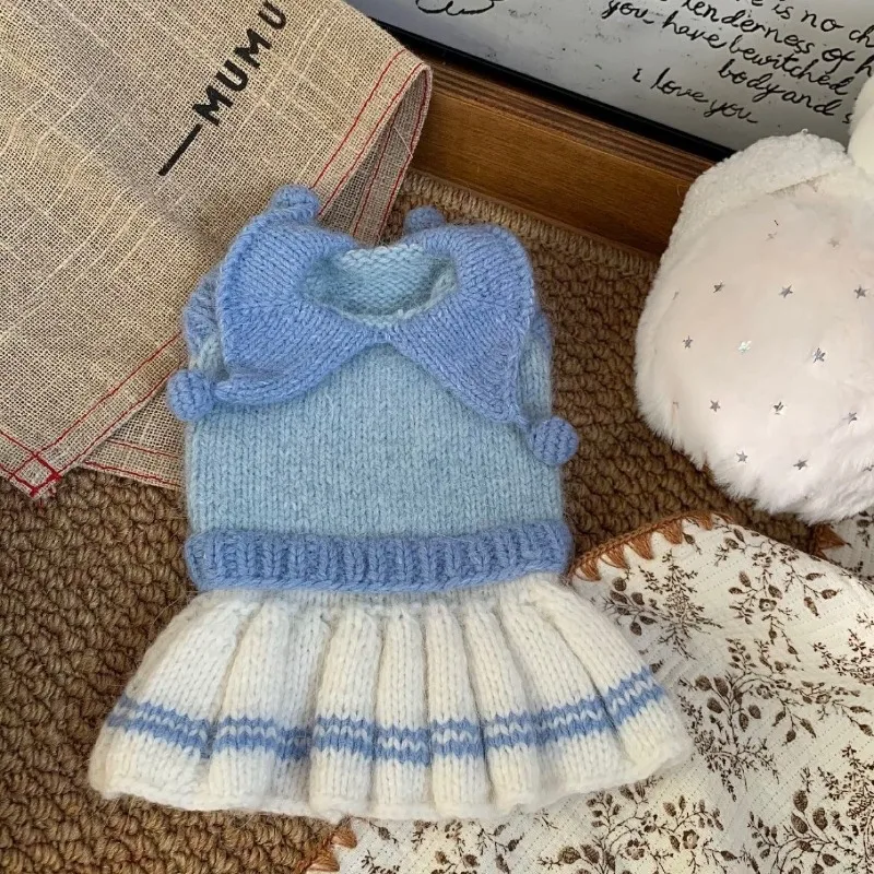 Suéter azul a rayas cálido para perros pequeños – abrigo invierno - imagen 3